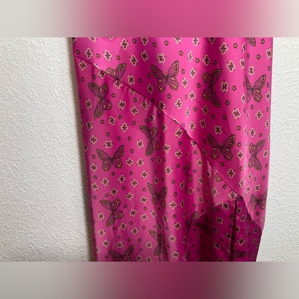 Urban Outfitters Samira Fuchsia satin butterfly dress Large - Picture 7 of 12
